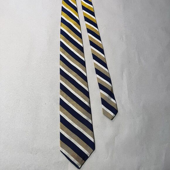 Brooks Brothers Blue Gold & White Stripe Men's Classic Tie EUC - Picture 2 of 7